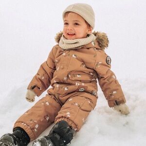 Unisex Souris Mini Rust One-Piece Snowsuit with Fur Trim, Size 2T